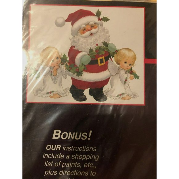 VTG Full Color Iron-On Design by Fashion Art, Holly Angels & Santa - Picture 2 of 4